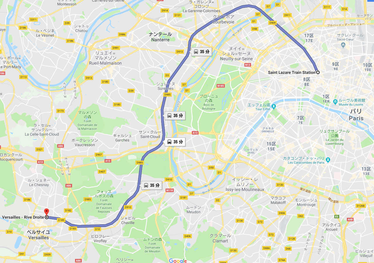フランス観光　ヴェルサイユ宮殿の行き方　国鉄SNCFで行く方法