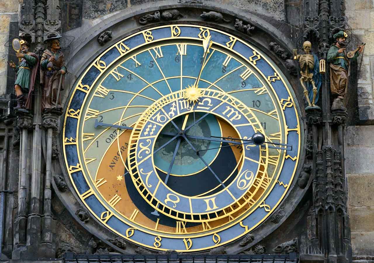 プラハ観光　天文時計（astronomical-clock）の天文図文字盤