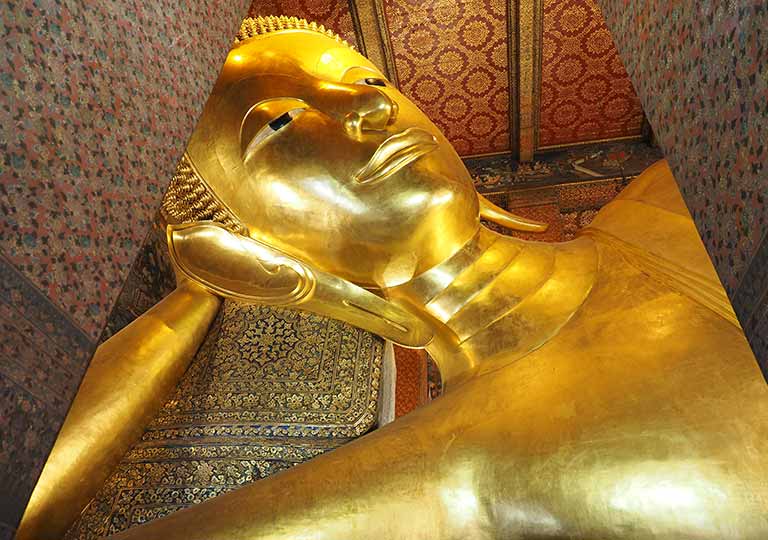 バンコク観光　ワットポー（Wat Pho）大涅槃仏像のご尊顔