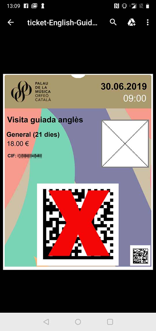 バルセロナ観光　カタルーニャ音楽堂（Palau de la Música Catalana）　予約方法　⑧予約注文完了　スマホ用電子チケット