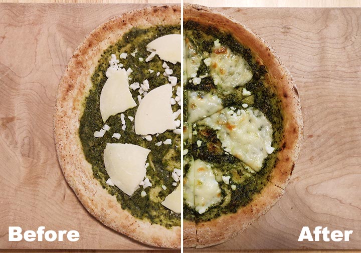 ピザレボ(PIZZAREVO)の冷凍ピザ　モッツァレラとリコッタのバジルソース