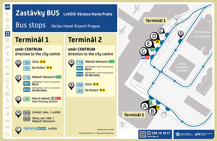 プラハ旅行　プラハ空港から市内のアクセス方法　空港の市営バス乗り場