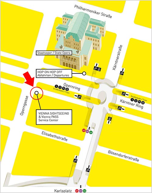 ウィーン観光　ウィーンパス・チケットオフィスのマップ