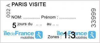 パリ観光　パリのメトロ（地下鉄）の切符　Paris Visite（パリ・ヴィジット）