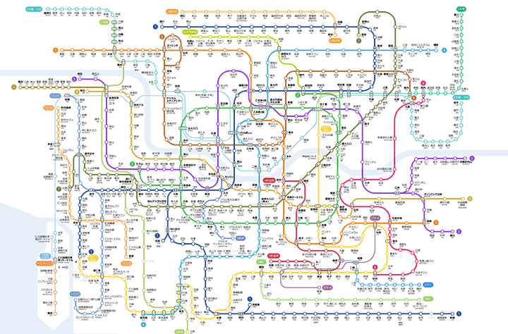 ソウルの地下鉄　日本語の路線図