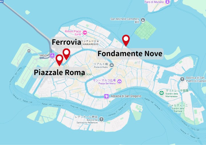 ベネチア観光　ヴァポレット（VAPORETTO）の乗り場